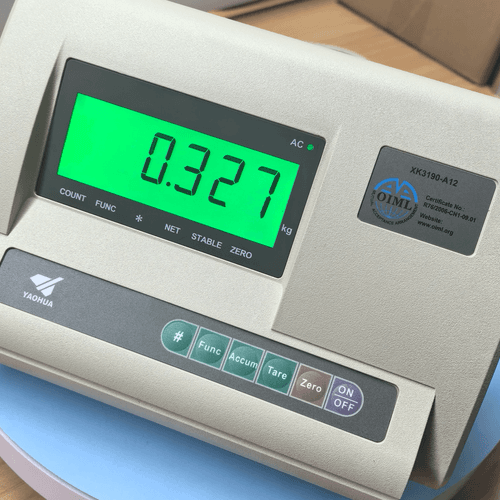 Digital weighing indicator showing a reading